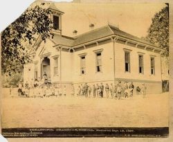 Sebastopol Grammar School with students in front of the school