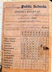 Oscar A. Hallberg's Oak Grove Public School first grade Monthly report card, 1899-1900