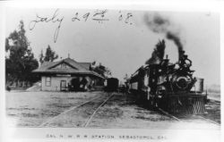 Northwestern Railroad depot station in Sebastopol, July 29th, 1908