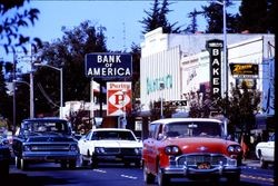 View of east side of North Main Street near McKinley Street in Sebastopol, California, 1970