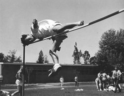 Analy High School Tigers track, 1960s--high jumper Phil Ito at Sonoma track meet