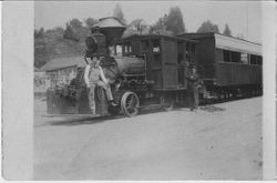 Train engine #99, Guerneville, Calif., ca 1900