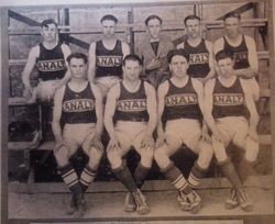 Unidentified basketball team of Analy Tigers, about 1924