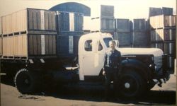 Darrel Hurst stands in front of a truck loaded with Hurst apples on the Hurst Ranch at 1689 Pleasant Hill Road in Sebastopol