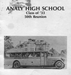 1933 Analy High School Reunion program for the Analy class of 1933