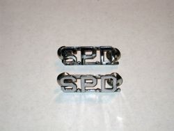 Sebastopol Police Officer Lemual "Shorty" Plumley's "SPD" collar pins