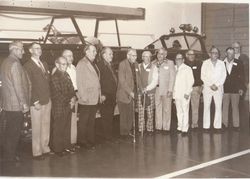 Group of 14 men who were former volunteer firemen at the dedication of the new Sebastopol Firehouse (presently at 7425 Bodega Avenue)