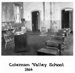 Interior of Coleman Valley School, built in 1864 and located on Coleman Valley Road in Occidental