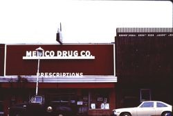 Medico Drug Co. store on North Main Street, Sebastopol, California, 1977
