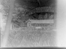 1930s Gravenstein Apple Show display by the City of Sonoma of the Valley of the Moon with a replica of the Mission at Sonoma