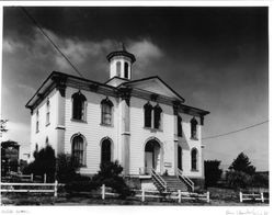 Two-story Potter School with a distinctive cupola in the town of Bodega, California, 1976