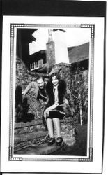 Volney T. Ballou and Cornelia "Bunni" Myers Ballou on the front steps of the Myers house on Bodega Avenue in Sebastopol