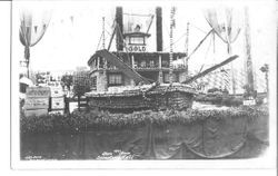 1911 Gravenstein Apple Show display of a replica of the steamship Gold that transported apples, fruit and goods from Sonoma County via Petaluma to San Francisco