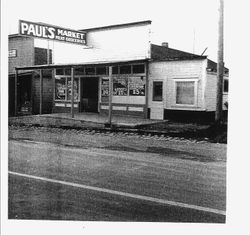 Exterior of Paul's Market-Mean and Groceries, Graton, 1936