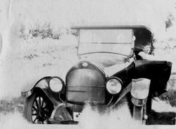 Riddell family's car on a Skaggs Road trip--probably to Stewart Point on the northern California coast, about 1920