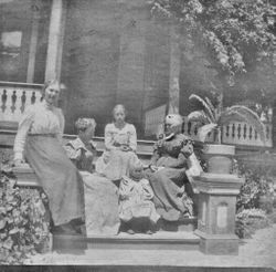 Mrs. Harriet Allen, her daughter Maggie (Margaret) Miller, Maggie's daughter Cora Miller, Mary and Elsie at the Allen home at 1033 4th Street in Santa Rosa, California