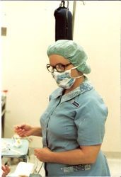 Nurse Mary Bieter, Palm Drive Hospital operating room,1979