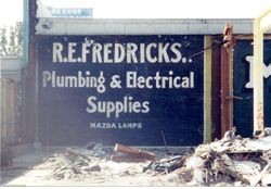 Demolition of the R. S. Basso building on North Main Street, about 1980