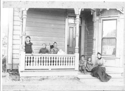 Snow family on their front porch at 418 Petaluma Avenue, Sebastopol, about 1900