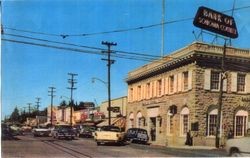 Looking north on North Main Street at Bodega Avenue in Sebastopol, 1960s