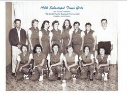 1956 Sebastopol Times Girls softball team group photo at Fresno, California