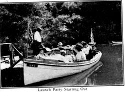 Launch party starting out, from postcard booklet of Monte Rio on the Russian River, California, about 1900