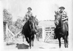 Riddell family friends Ralph and Vernon on horseback