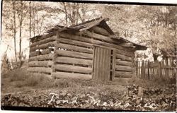 1908 photo of Isaac W. Sullivan's old log barn built in 1850 in Green Valley (now Graton), California