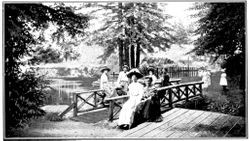 Ladies at a pedestrian bridge at Camp Meeker California near the Russian River