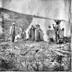 A. J. Petersons family camping in an unidentified location