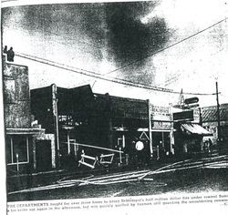 November,1956 business district fire in Sebastopol that destroyed several businesses destroyed in fire on South Main Street west of Burnett Street