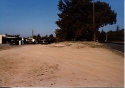 Vintage cars at the Hallberg Apple Farm roadside stand, 1981