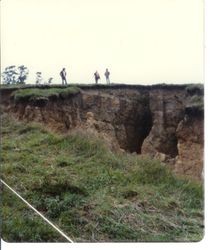 View of the damage caused by a landslide at 2540 Blucher Valley Road, south of Sebastopol, California, April 1983