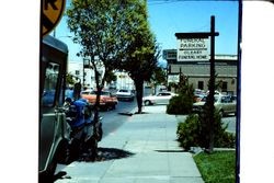 Sign for O'Leary Funeral Home on Bodega Avenue, looking east, 1977