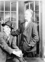 Karl Asman, standing and unidentified friend, about 1915