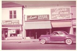 Storefront of Ann's Dress Shoppe on the west side of Main Street Sebastopol, 1956