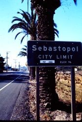 Sebastopol City Limit sign on Sebastopol Avenue in 1971, population 4060