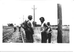 P&SR railway line crew in February,1937 at work on the tracks