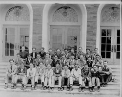 Analy Union High School 1927 yearbook, The Azalea, photo of Mr. Jones and members of the Farm Bureau in front of the "new" Analy gym