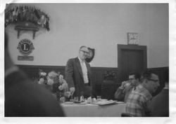 Sebastopol Lions Club meeting with president Don Hosford and Vern Hassett, about 1955 (Sebastopol Lions Club scrapbook photo)