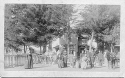 Gustus Peterson family standing in front of their house- probably in Santa Rosa