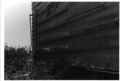 P&SR (Petaluma and Santa Rosa) railroad box car put in place behind the Sebastopol P&SR railroad depot that has become the West County Museum run by the Western Sonoma County Historical Society