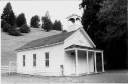 Coleman Valley School--one room clapboard building with bell tower