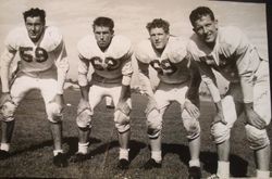 Analy High School Tigers football, 1953--team members Norman Dean, Gary Nelson, Dorman Steele and Jerry Green