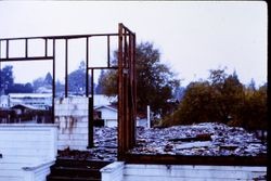 Unidentified house in the process of being demolished, possibly 486 Eleanor Avenue, Sebastopol, California, 1970