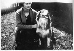 Blanche Riddell with Shep, about 1918