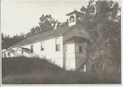 Front view of the abandoned Eucalyptus School in Hessel