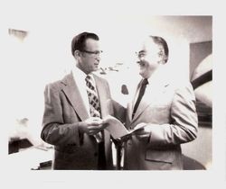 Don Harris and Representative Don Clausen at Palm Drive Hospital, about 1970