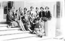 Group photo of school girls with teacher of the Girl's Student Affairs in 1927 for the yearbook Azalea