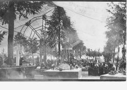 1912 Gravenstein Apple Show display with a Ferris wheel and windmill